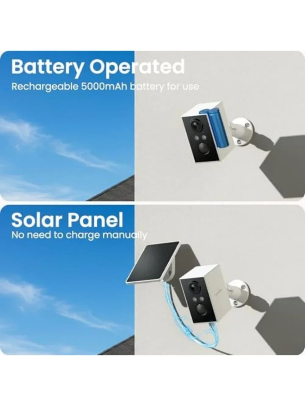 2-Pack Wireless Solar Security Cameras, 2K HD Outdoor WiFi, Night Vision, Motion